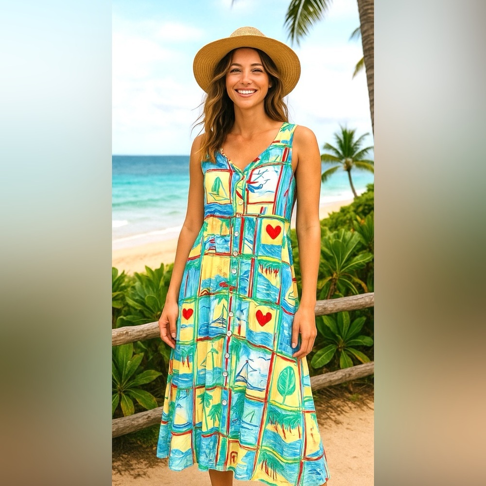 🌸 Jams‎ World Vintage 90s Tropical Sundress 🌴 Festival / Resort Wear, Hawaiian